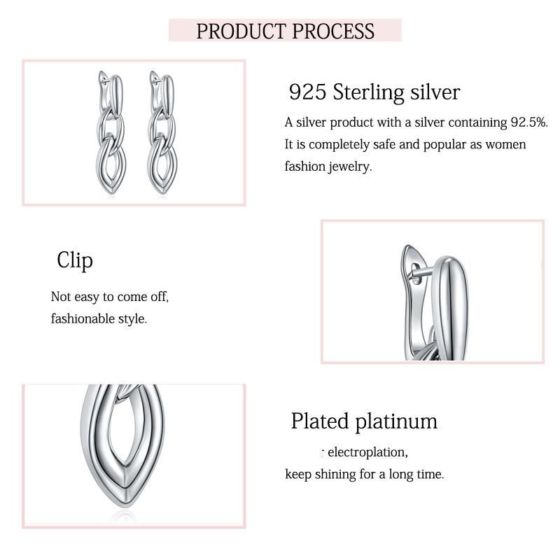 Fashion Jewelry Cuba Metal Chain Drop Earring 925silver Hiphop Earrings