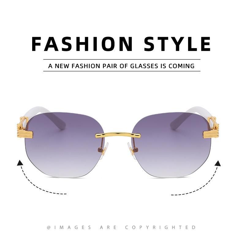 Rimless Sun Glasses Oval Eyewear Man Women Sunglasses Metal High Quality Sunglasses