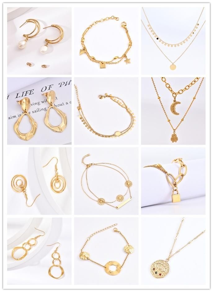 Wholesale Hip Hop Womens Stainless Steel Jewelry 14K Gold Plated Fashion Layering Necklace