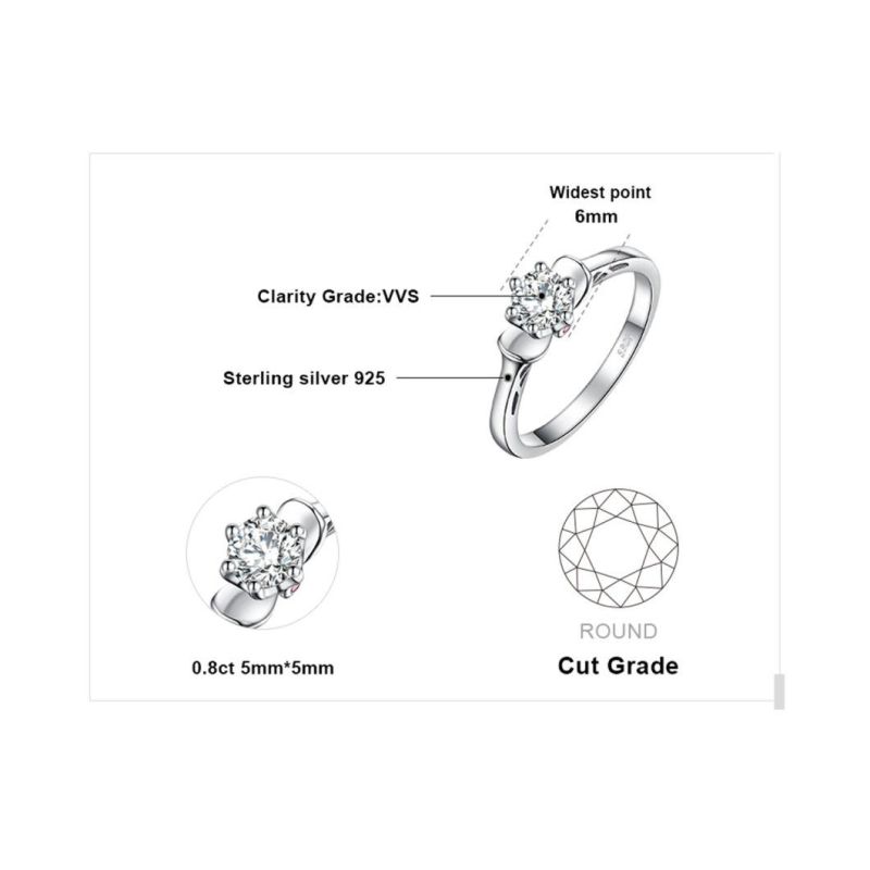 925 Sterling Silver Cubic Zirconia Wedding Engagement Ring Fashion Jewelry for Women Wholesale
