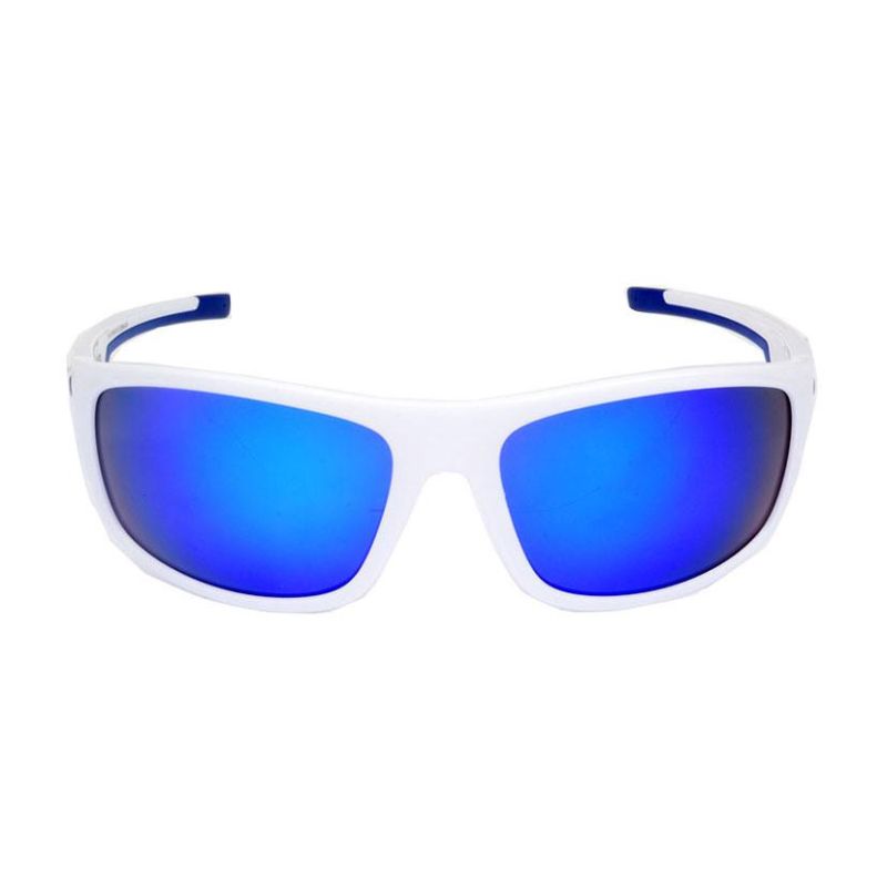 White Sport Sunglasses for Men with Blue Tips