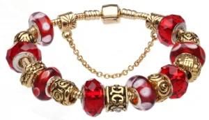 Valentine&prime;s Day Gifts Fashion European Gold Plated Red Charm Beads Bracelets Jewelry Jewellery