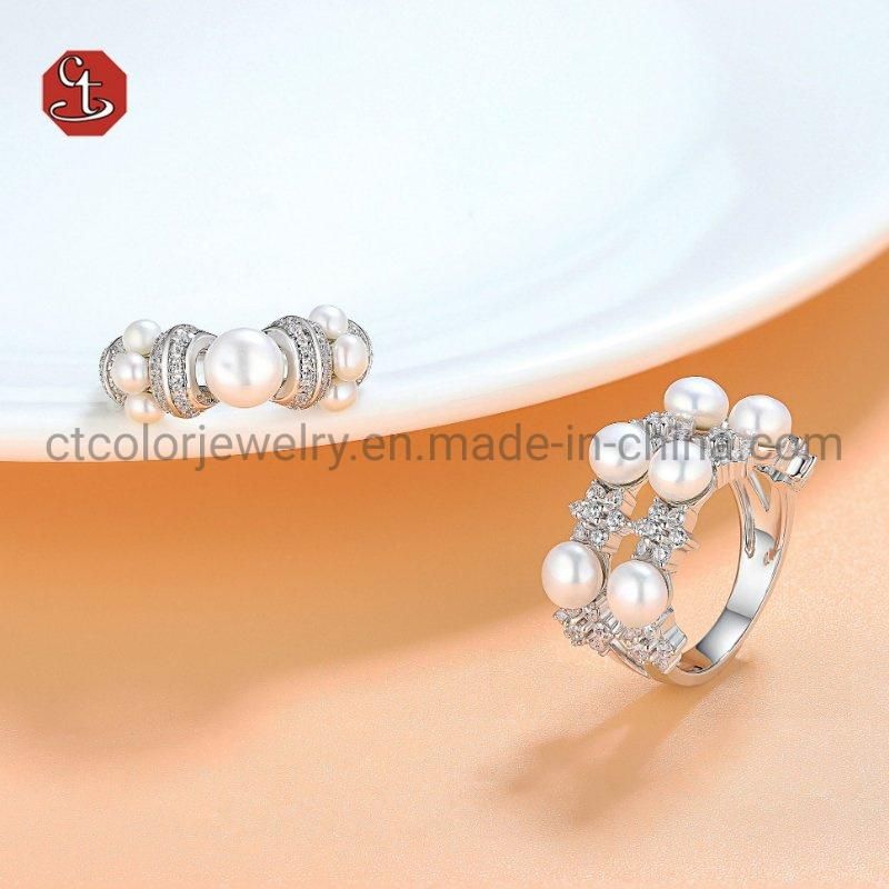 Fashion Jewelry 925 Sterling Silver Pearl Ring