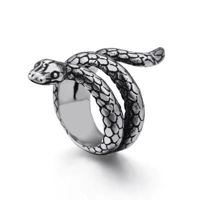 Stainless Steel Mens Ring Snake Style