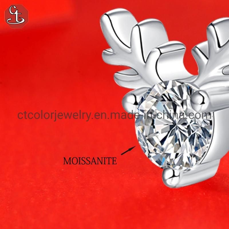 Hot sale 30 points moissanite antler accessories Sterling silver fashion jewelry earrings for girls