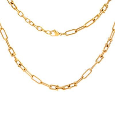 Trendy Design Gold Plated Stainless Steel Jewelry Set U-Shaped 5.8mm Width Necklace for Women