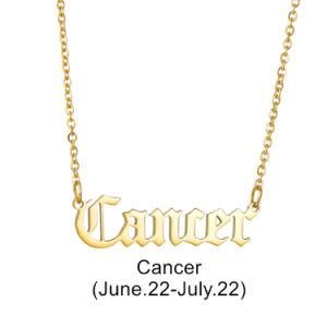 New Design Stainless Steel Gold Plated Constellation Pendant Zodic Necklace Custom Name Name Plate Letter Zodiac Necklace