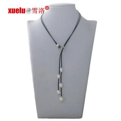 Fashion Cheap Leather Freshwater Pearl Necklace Jewelry for Christmas Gift