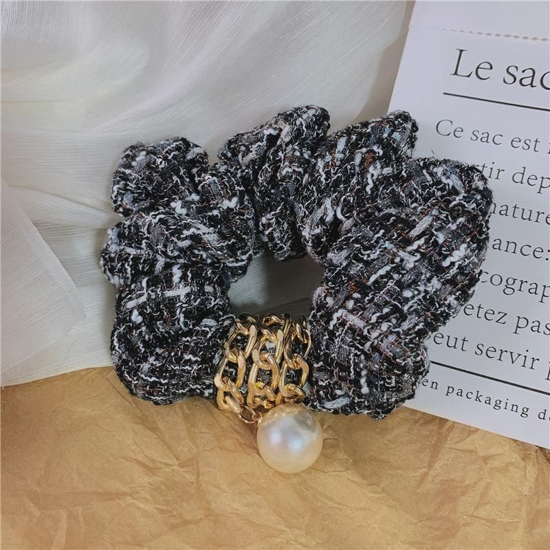 Knitted Collision Color Classic Broken Pattern Large Intestine Hair Ring Jewelry