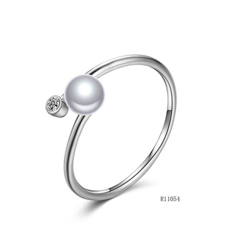 Minimalism 925 Sterling Silver with Pearl Open Ring