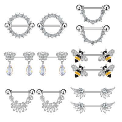 316L Surgical Steel Nipple Ring Body Jewelry Piercing (6Designs)