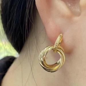 Gold Colored Lightweight Chunky Open Hoops Gold Hoop Earrings for Women