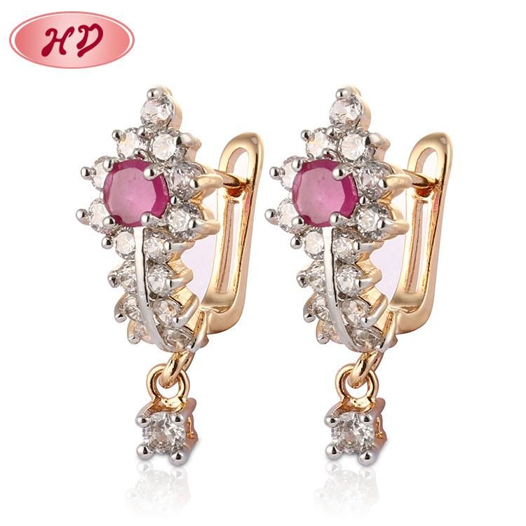Fashion Costume Women Jewelry 14K 18K Gold Plated Imitation Hoop Huggie Earring with CZ Pearl