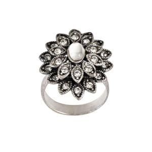 Flower-Shaped Rhinestone Finger Ring (HR1A433)