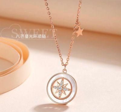 18K Gold Diamond Eight-Pointed Star Light Necklace
