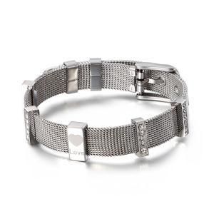 Adjustable Bracelet Stainless Steel Gold Mesh Bracelet Charms Letter Watchband Belt Buckle Bracelet