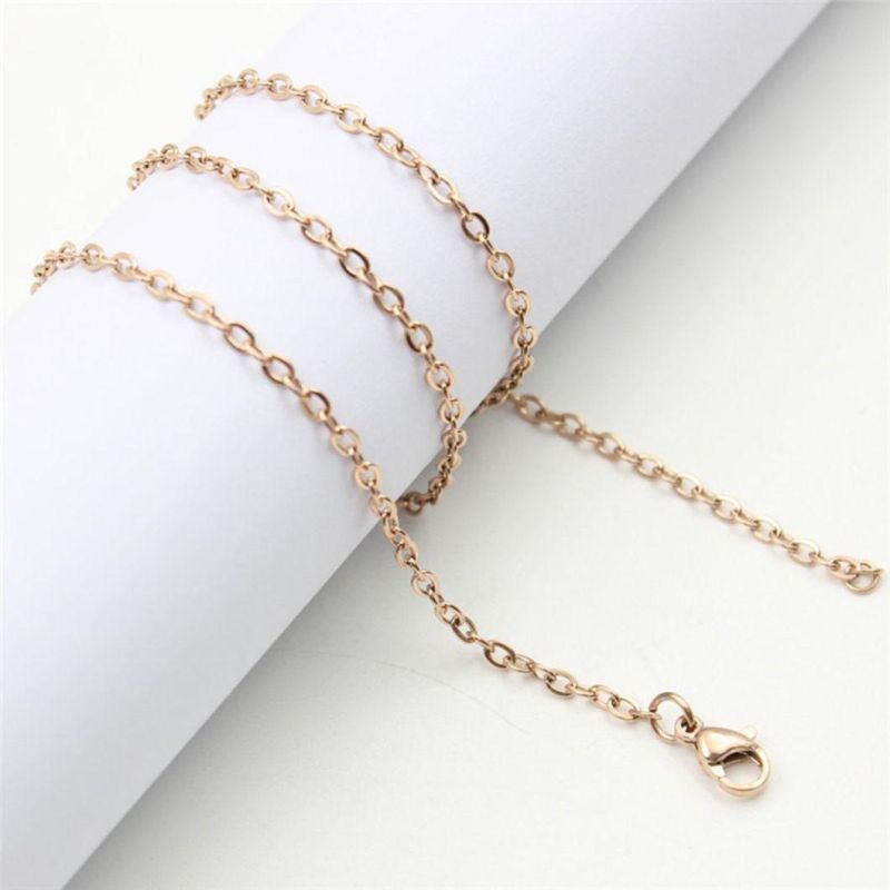 Simple Stainless Steel Cross Chain O Chain with Chain Thin 2mm Fashion Girls Pendant with Chain Ssnl060