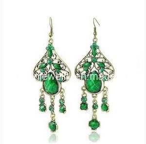 Green Faceted Gemstone Fashion Fine Folk Imitation Jewelry Jewellery Earrings Fashion Earrings Jewelry (PE-015)