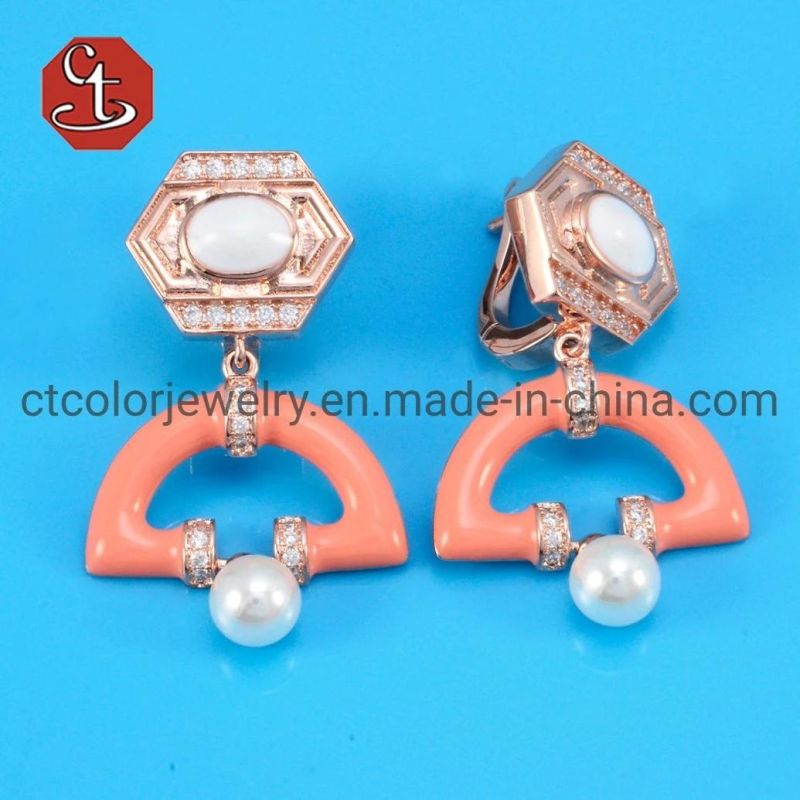 Hot Sale Spring and Summer Fashion Enamel Jewelry Mix Color Enamel Silver Earring Trendy Jewelry