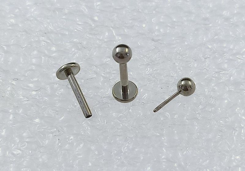 G23 Titanium Lip Nail Push in Threadless Bases Labret Mini Ear Nail Personality The Ball Labret Piercing Jewelry Tpn043