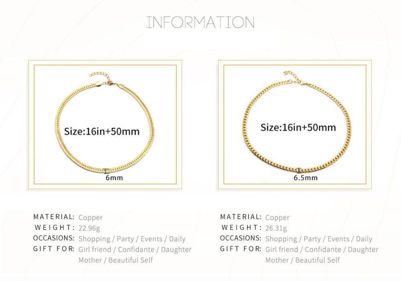 Latest Minimalist Gold Chain Brass Choker Necklace Fashion Women Ladies Necklaces Jewelry