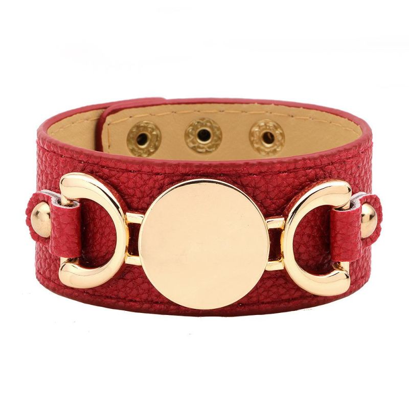 Fashion European and American Lady Bracelet with Wide Leather