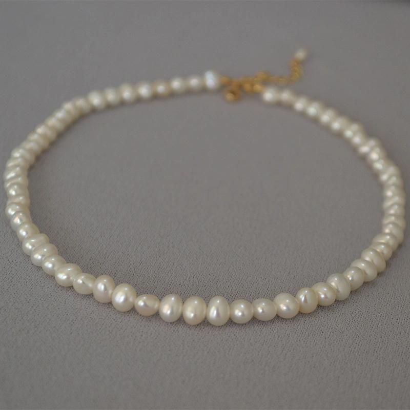 French Elegance Freshwater Irregular Baroque Pearl Short Ot Lock Necklace Choker