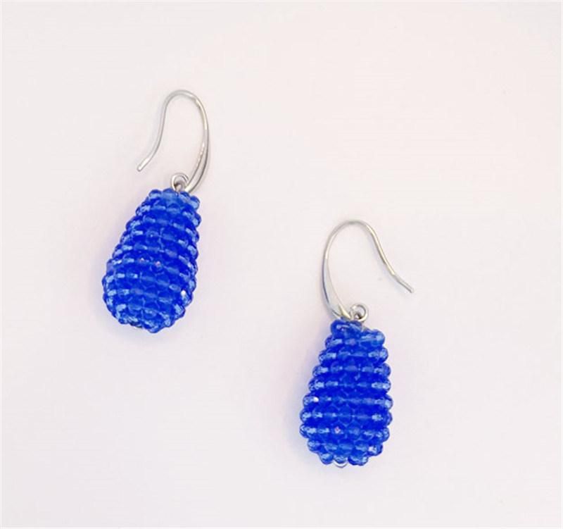 Wholesale Price Manufacture Fashion Jewelry Hand-Made Bead Big Pendant Pear Shape Pendant Earring with Metal Wire Drop Earring