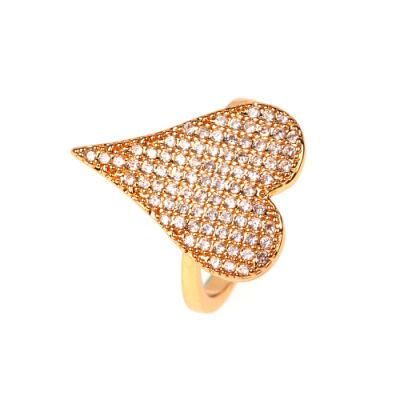 Jewelry Gift Heart Design Copper Rings Jewelry with CZ Stones for Girlfriend Fashion Wedding Ring