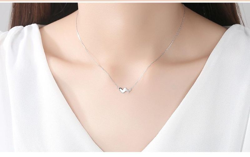 Best Sale 925 Sterling Silver Two Heart Necklace