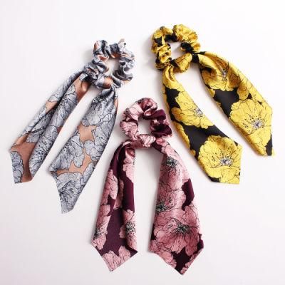 Wholesale New Arrivals Floral Women Scrunchies Hair Tie Scarf Hair Scrunchies for Girls