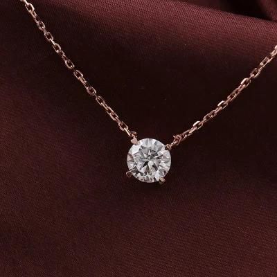 Fine Jewelry Simple Style 10K White Gold Moissanite Diamond Necklace Pendant 1.5 Carat Round Pendant Women&prime;s Commemorative Gift