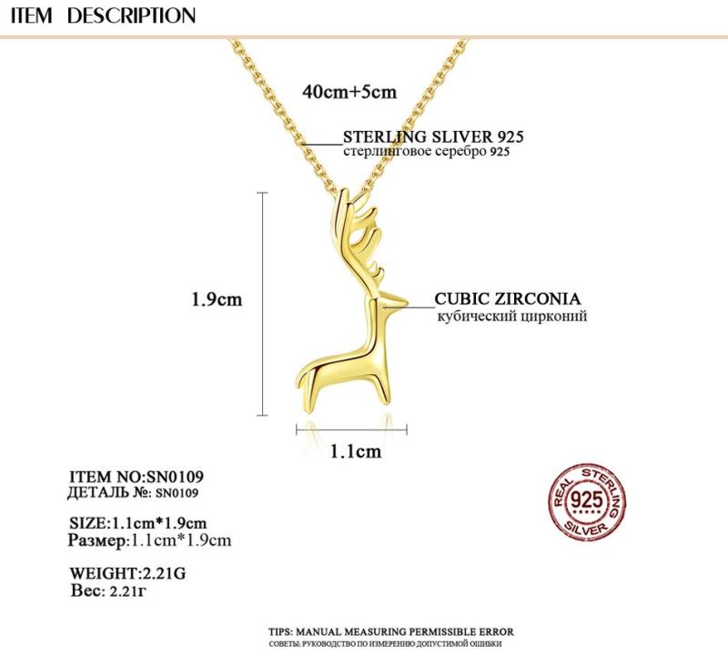 Quality Fashion Jewelry Choker Smart Deer Pendant Necklace