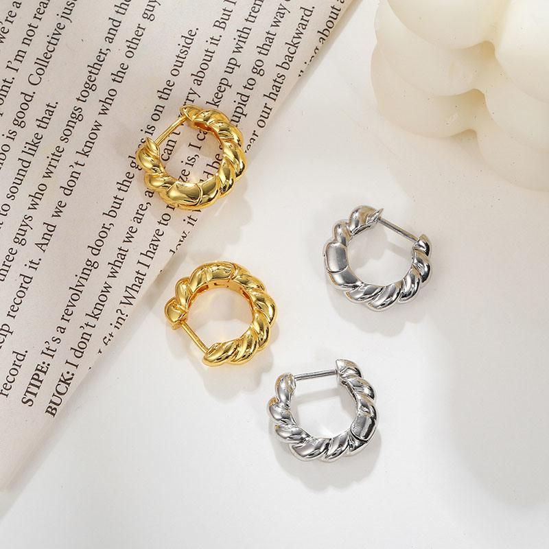 Metal Threaded Gold Earrings Gold Women′ S Versatile Earrings