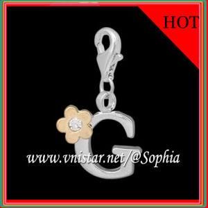 Rhodium and Gold Plated Letter G Clasp Charms