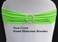 Neon Green Expand Bands with Rhinestone Brooches