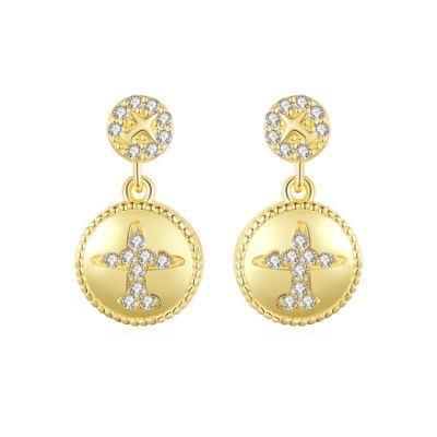 Sublimation Jewelry Round Ear Stud with Plane Patternsliver Earrings