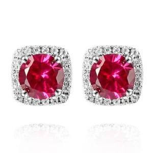 Fashion Costume Jewelry Stud Garnet CZ Stone Earring