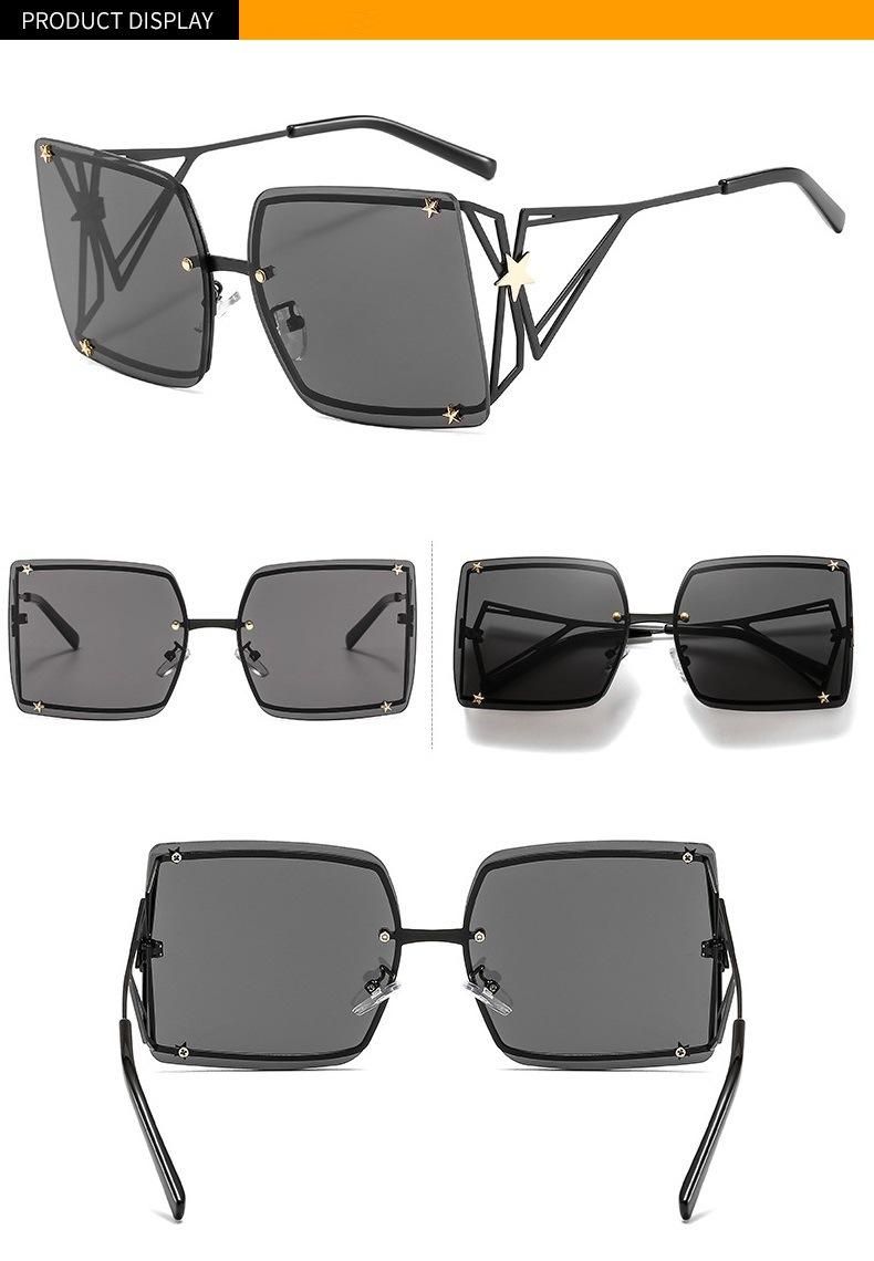 2020 New Large Metal Frame Punk Rivet Sunglasses