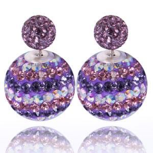 Fashion Jewelry Double Sided Crystal Disco Ball Ear Studs Earrings