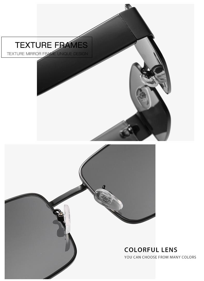 Metal Frame PC Temple Square Retro Metal Sunglasses