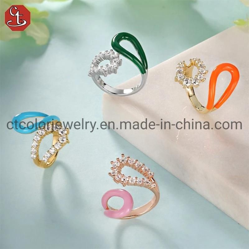 Adjustable 925 Silver Enamel Ring