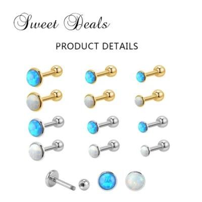 Fashion Jewelry Opal Stud Earrings Titanium Stud Earrings Screw Earrings