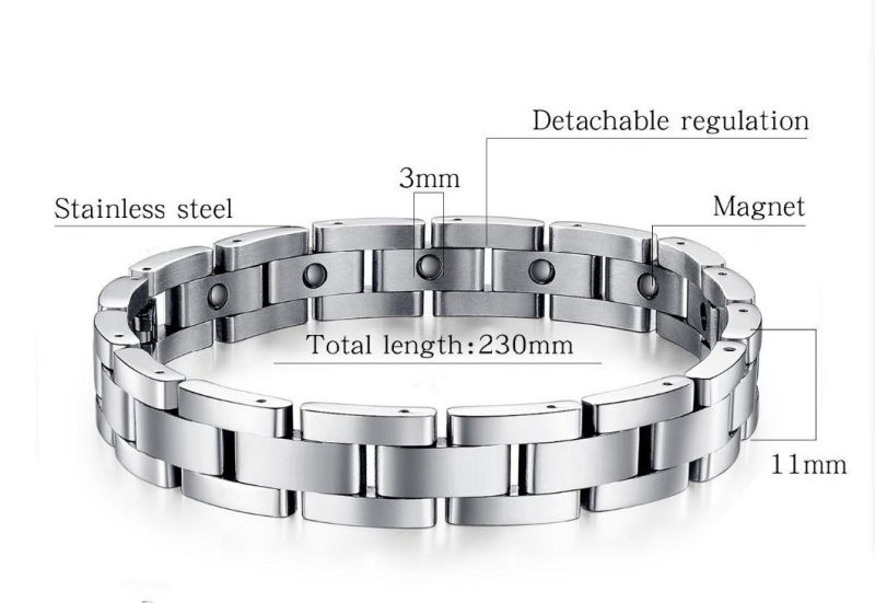 High Quality Stainless Steel Jewelry +Lodestone Male Bracelet