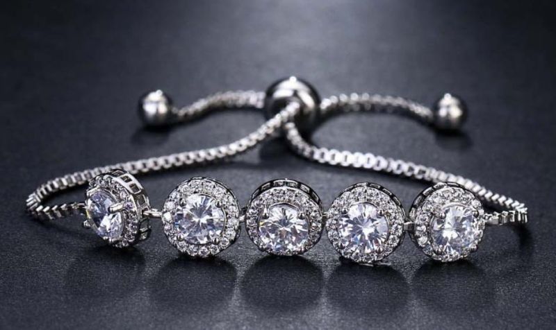 Rose Gold Plated Round Cubic Zirconia CZ Bridal Tennis Bracelet Wedding Bridal Bridesmaid Bracelet