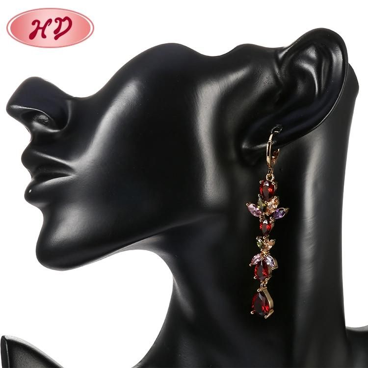 Fashion Jewelry Gold Plated Small Drop Earrings with Clear Cubic Zircon for Women