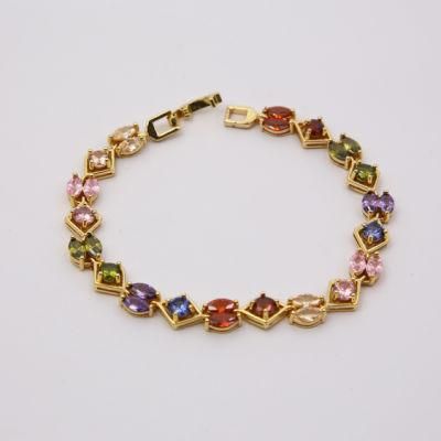 New Models Design 18K Gold Plated Colorful CZ Charms Bracelet