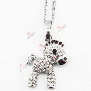 Silver Cute Crystal Horse Pendant Necklace for Gift