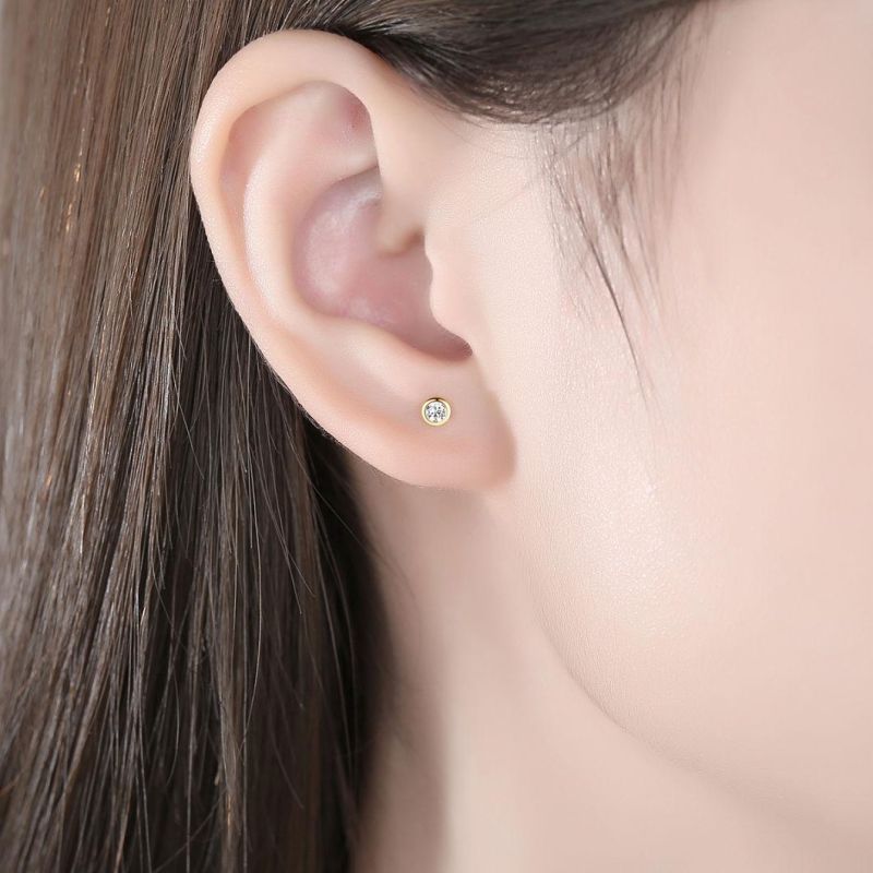 Custom Shinning Ear Stud Round Moissanite Fashion Earring