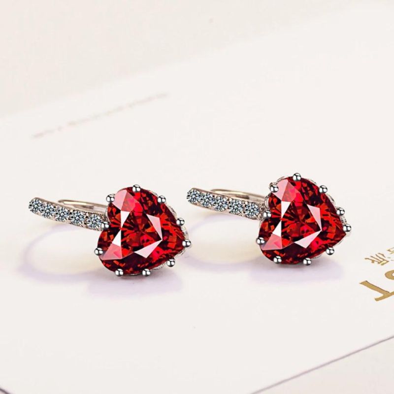 Wholesale Jewelry Earring Puff Heart CZ Huggie Earrings for Women